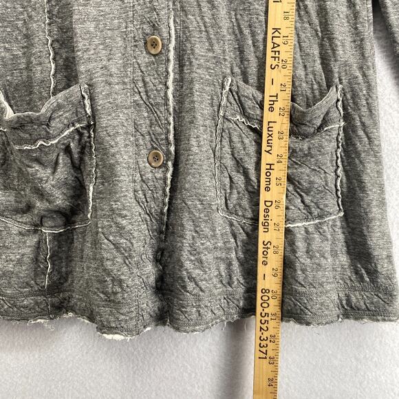 EILEEN FISHER Sweater S Cotton Double Layer Button Up Cardigan Hoodie Gray - Picture 11 of 14